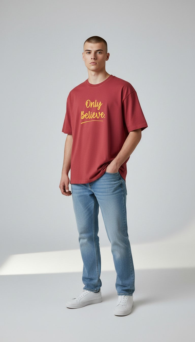 "Only Believe" Burgundy T-Shirt