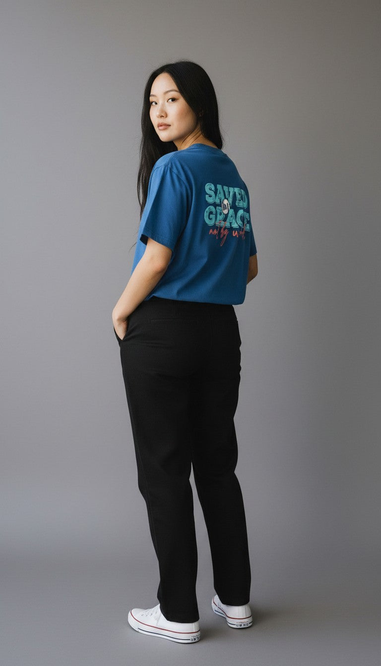 "Saved by Grace" Blue T-Shirt