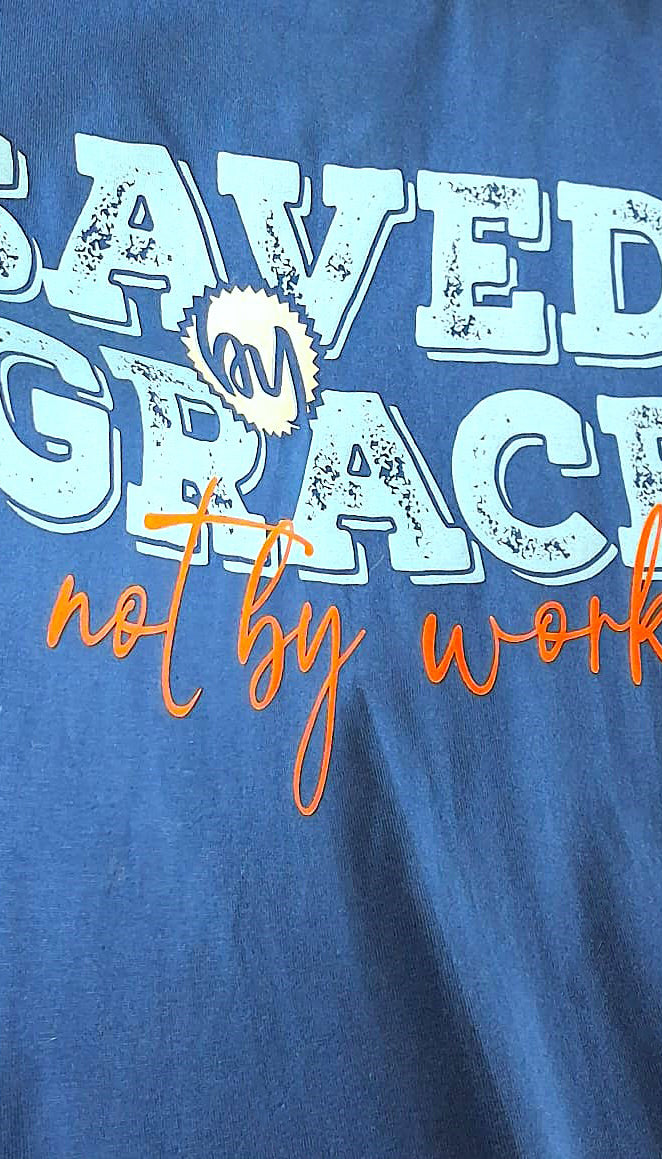 "Saved by Grace" Blue T-Shirt