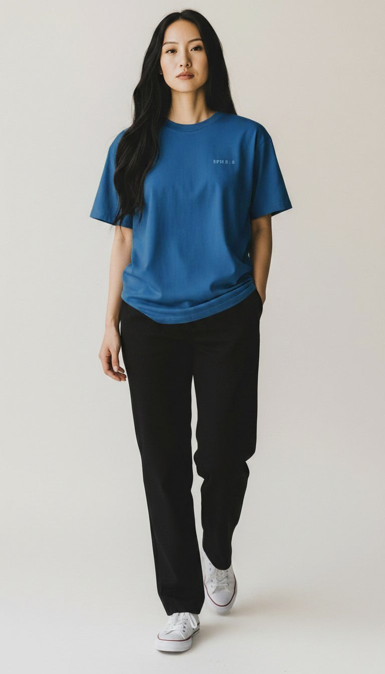 "Saved by Grace" Blue T-Shirt